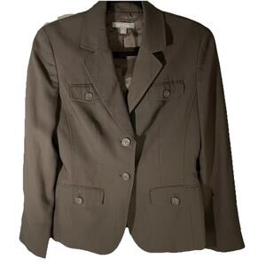 Ann Taylor Women's Size 0 Brown Blazer Wool & Rayon Suit Jacket Business Buttons